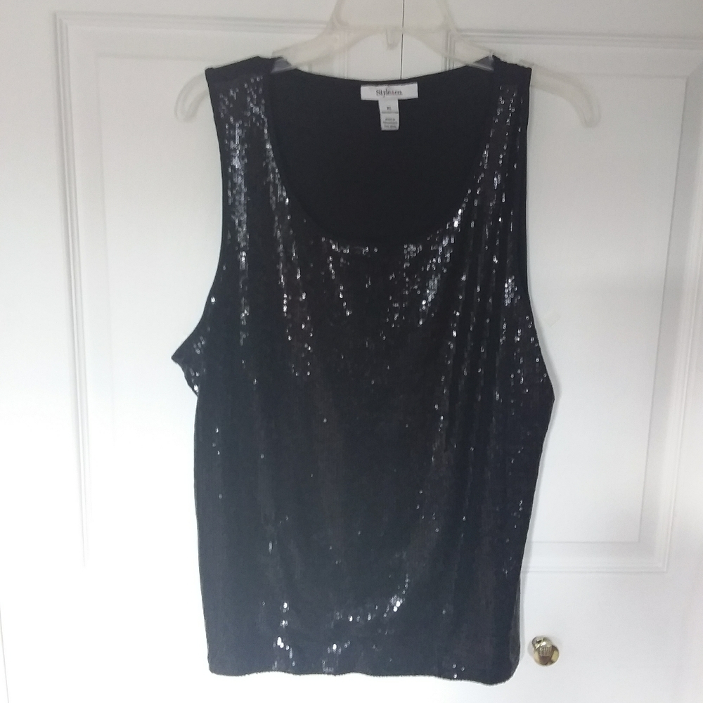 Black sequin tank top